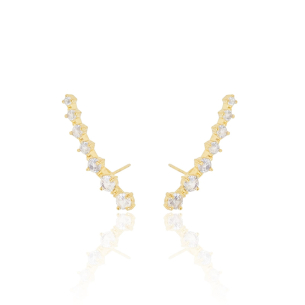 Ear Cuff Zircônias Cristal Pontos de Luz Banho Dourado