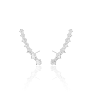 Ear Cuff Zircônias Cristal Pontos de Luz Banho Branco