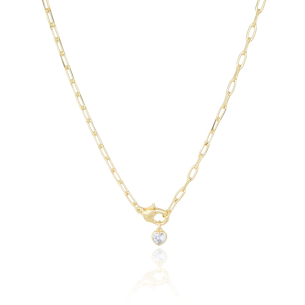 Choker Elos Corações Fecho e Pingente Banho Dourado