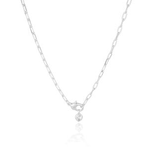 Choker Elos Corações Fecho e Pingente Banho Branco