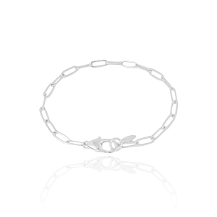 Pulseira Elos 3.5 MM Fecho Coração Banho Branco