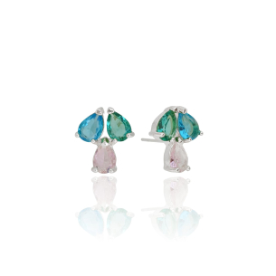 Brinco Três Gotas Coloridas Banho Branco