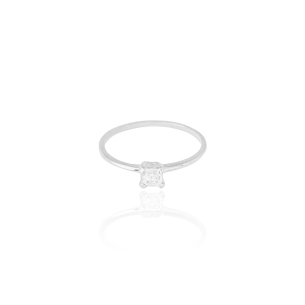 Anel Solitário Cristal Tamanho 21 Banho Branco