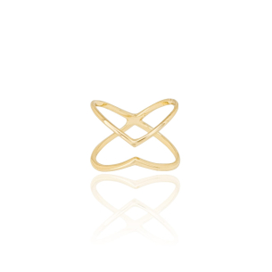 Anel Falange X Liso Tamanho 9 Banho Dourado