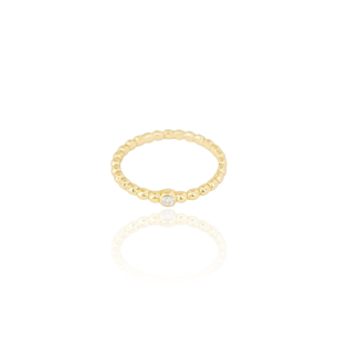 Anel Bolinhas Ponto de Luz Tamanho 17 Banho Dourado