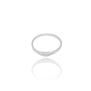 Anel Ponto de Luz Cristal Tamanho 14 Banho Branco