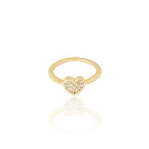 Anel Coração Cravejado Pipoca Tamanho 12 Banho Dourado