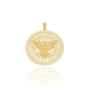 Pingente Espírito Santo Detalhes Vazados Banho Dourado