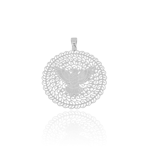 Pingente Espírito Santo Detalhes Vazados Banho Branco