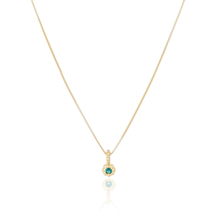 Gargantilha Infantil Veneziana Pingente Flor Ponto de Luz Esmeralda Banho Dourado