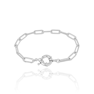 Pulseira Elos Achatados Fecho Boia Banho Branco