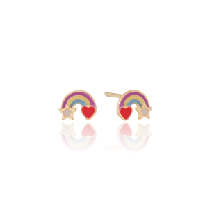 Brinco Infantil Arco Iris Banho Dourado