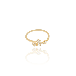 Anel Flores Cravejadas Cristal Tamanho 15 Banho Dourado