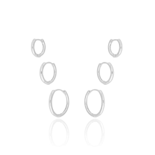Trio Argolas Lisas Banho Branco