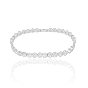 Pulseira Cravação Inglesa Cristal Fecho Gaveta Banho Branco