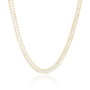 Choker Riviera Cristal Retangular Banho Dourado