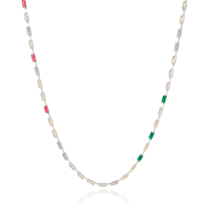 Choker Riviera Retangulos Coloridos Banho Branco