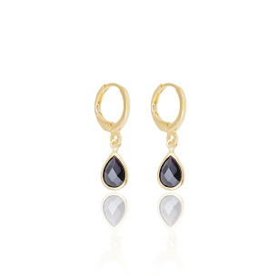 Brinco Argola Gota Negra Banho Dourado