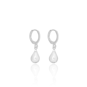 Brinco Argola Gota Perola Banho Branco