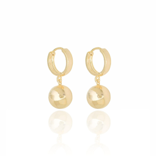 Brinco Argola Esfera Lisa Banho Dourado