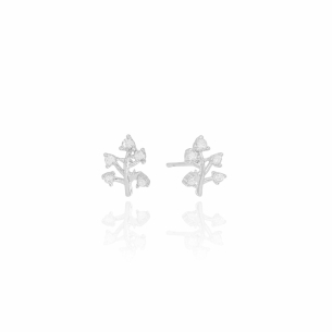 Brinco Árvore da Vida Cristal Banho Branco