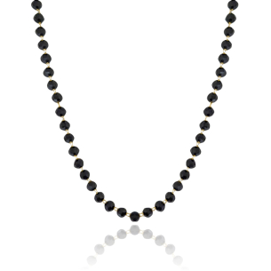 Choker Cristais Negros Banho Dourado