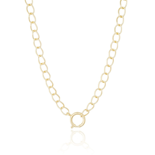 Gargantilha Elos Torcidos Fecho Boia Liso Banho Dourado