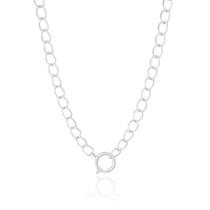 Gargantilha Elos Torcidos Fecho Boia Liso Banho Branco