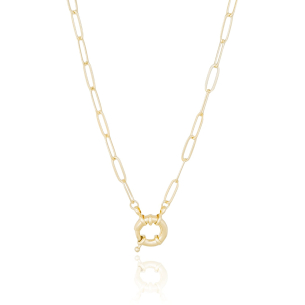 Gargantilha Elos 5X13 MM Fecho Boia Banho Dourado