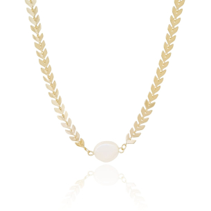 Gargantilha Escamas Madreperola Banho Dourado