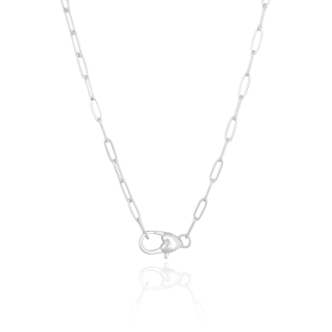 Gagantilha Elos 3X10 MM Fecho Coração Liso Banho Branco