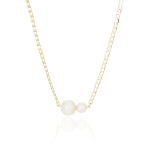 Gargantilha Elos Grumet Perolas Banho Dourado