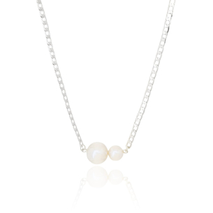 Gargantilha Elos Grumet Perolas Banho Branco