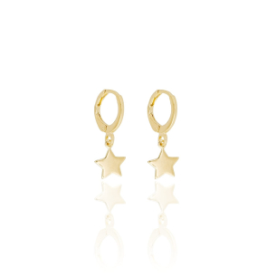 Brinco Argola Estrela Flat Lisa Banho Dourado