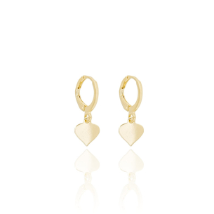 Brinco Argola Coração Flat Liso Banho Dourado