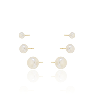 Trio Perolas Banho Dourado