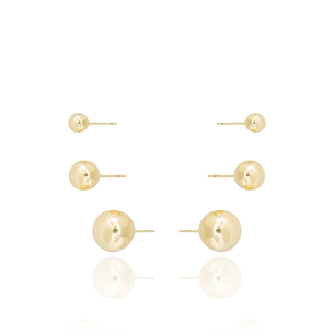 Trio Bolinhas Lisas Banho Dourado