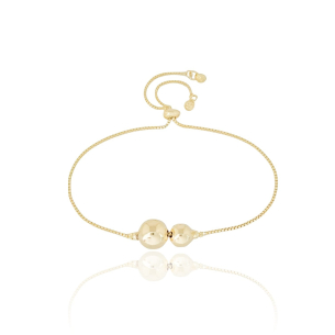 Pulseira Ajustável Esferas Lisas Banho Dourado