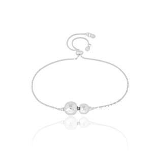 Pulseira Ajustável Esferas Lisas Banho Branco