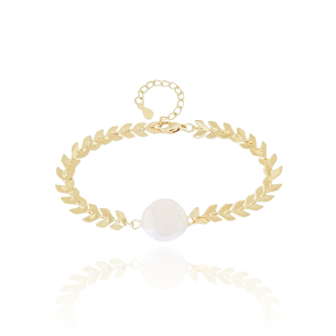 Pulseira Escamas Madreperola Banho Dourado