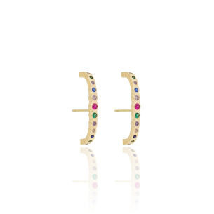 Ear Hook Cravação Inglesa Colorido Banho Dourado