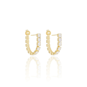 Brinco Argola Riviera Cristal 2.8 cm Banho Dourado