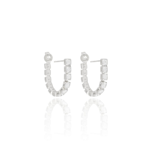 Brinco Argola Riviera Cristal 2.8 cm Banho Branco