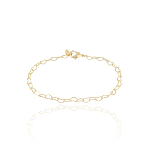 Pulseira Infantil Corações Vazados Banho Dourado