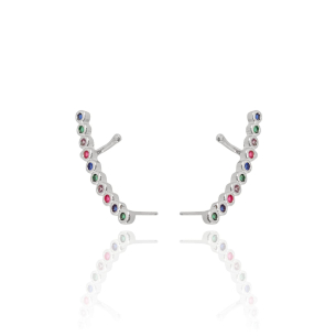 Ear Cuff Piercing Cravação Inglesa Colorido Banho Branco