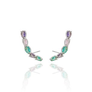 Ear Cuff Gotas Coloridas Banho Branco