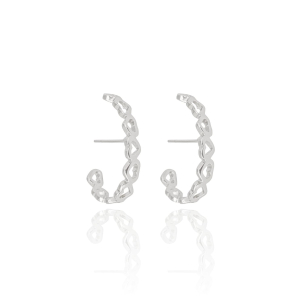 Ear Hook Corações Vazados Banho Branco