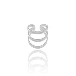 Anel Três Filetes Tamanho 22 Banho Branco