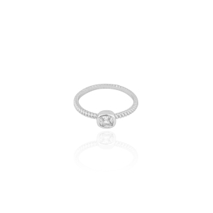 Anel Pipoca Ponto de Luz Quadrado Cristal Tamanho 15 Banho Branco