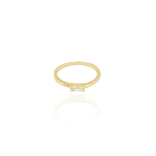 Anel Cristal Retangular Liso Tamanho 22 Banho Dourado